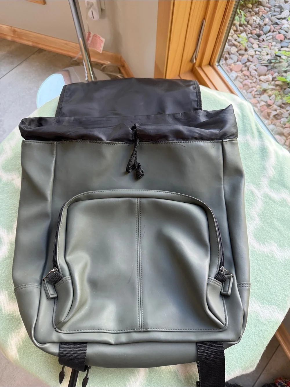 HUGO Boss Dark Olive Green and Black Men's Flap Buckle Backpack
